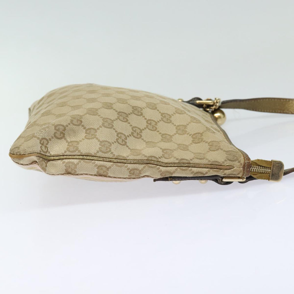 GUCCI GG Canvas Sherry Line Shoulder Bag Beige Gold pink 144388 85719