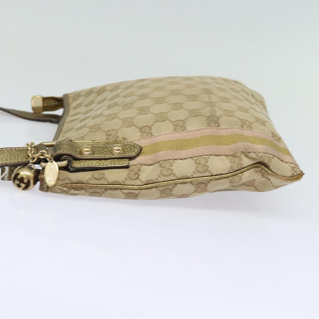 GUCCI GG Canvas Sherry Line Shoulder Bag Beige Gold pink 144388 85719