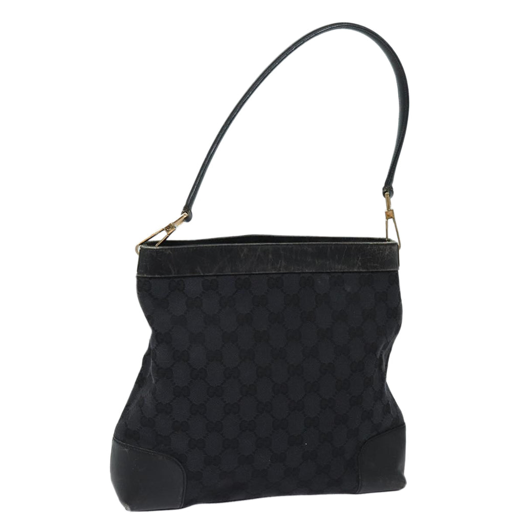 GUCCI GG Canvas Shoulder Bag Black Gold 001 4231 85720