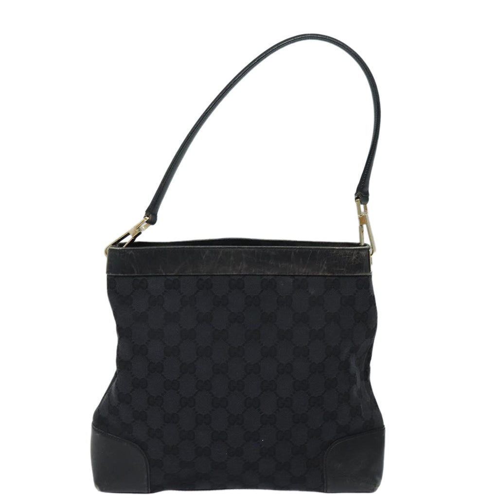 GUCCI GG Canvas Shoulder Bag Black Gold 001 4231 85720