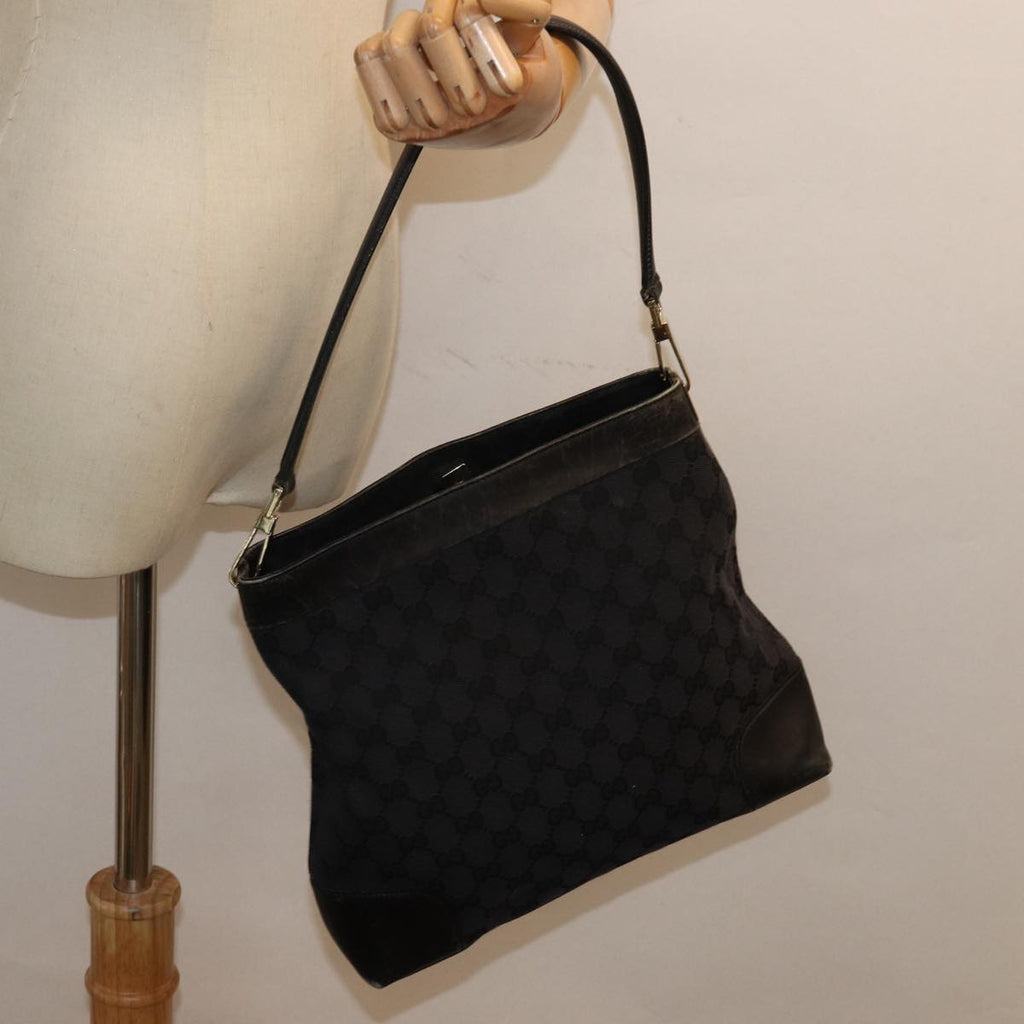 GUCCI GG Canvas Shoulder Bag Black Gold 001 4231 85720