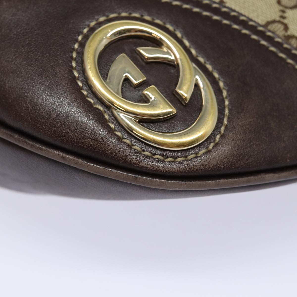 GUCCI GG Canvas Shoulder Bag Beige Gold 169998 85721