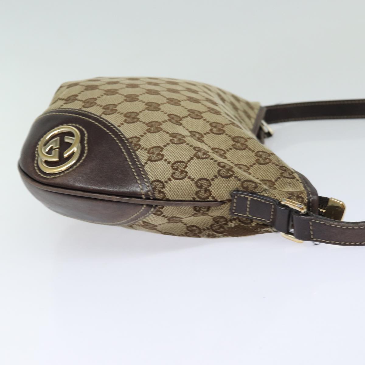 GUCCI GG Canvas Shoulder Bag Beige Gold 169998 85721