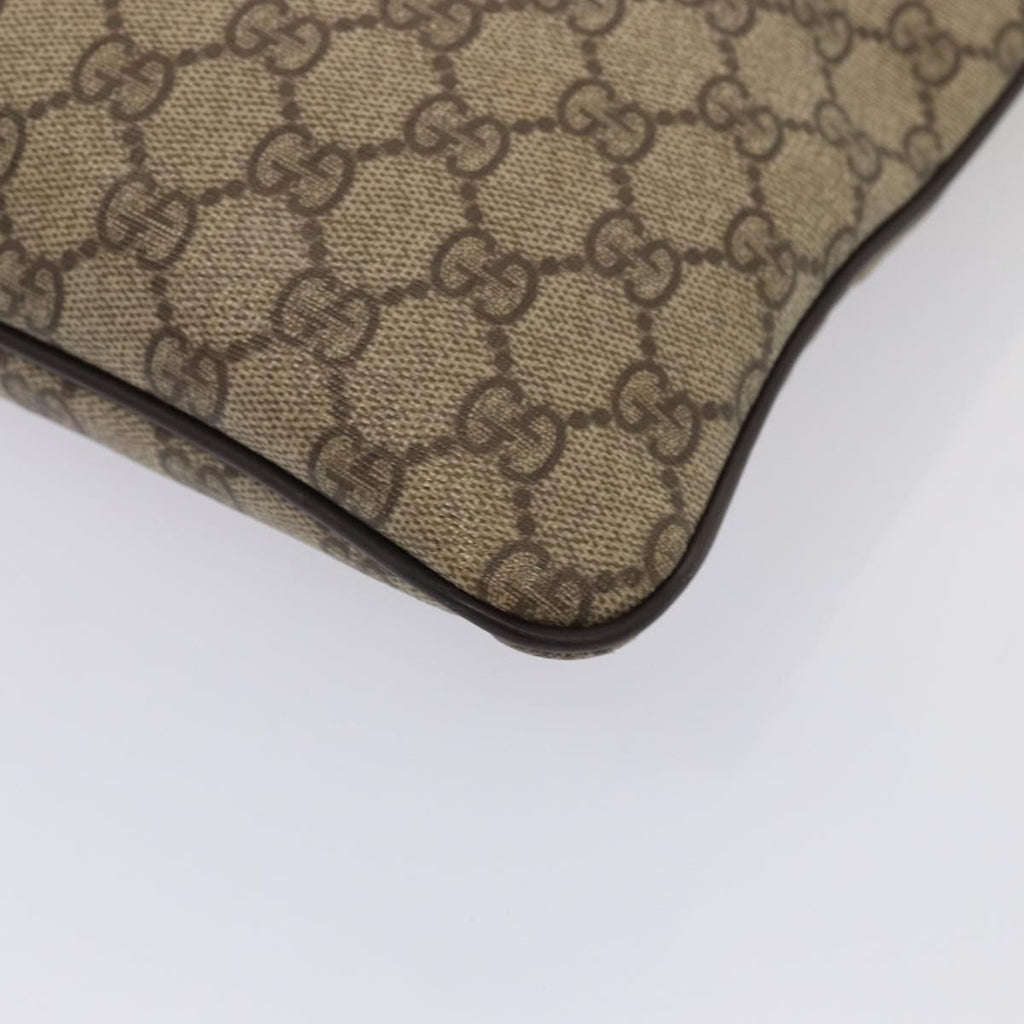 GUCCI GG Supreme Shoulder Bag PVC Leather Beige Silver 201446 85724