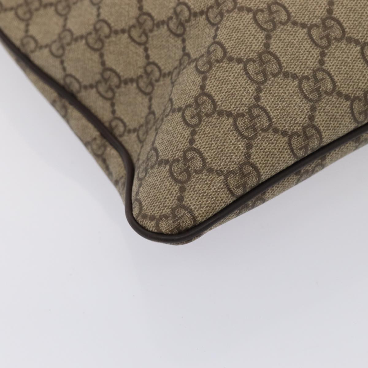 GUCCI GG Supreme Shoulder Bag PVC Leather Beige Silver 201446 85724