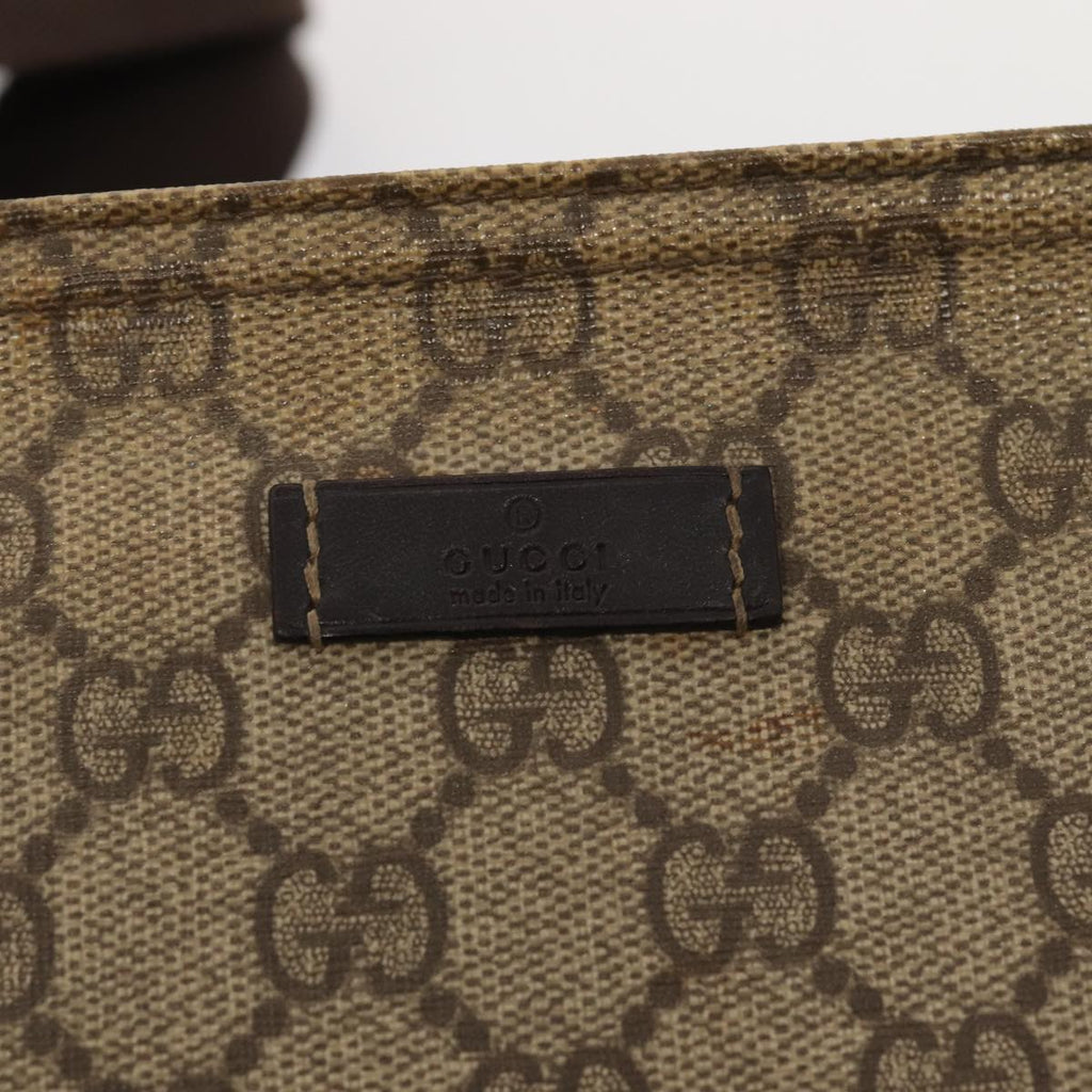 GUCCI GG Supreme Shoulder Bag PVC Leather Beige Silver 201446 85724