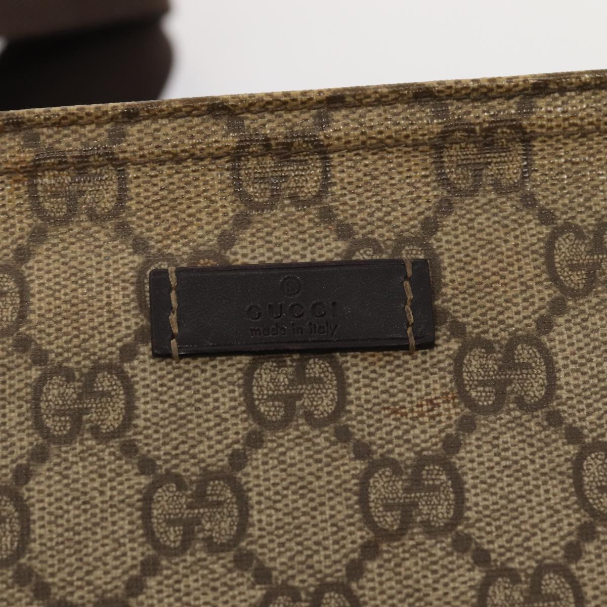 GUCCI GG Supreme Shoulder Bag PVC Leather Beige Silver 201446 85724