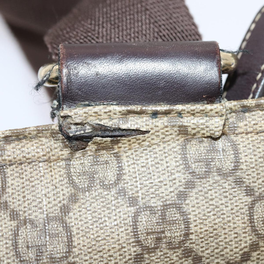 GUCCI GG Supreme Shoulder Bag PVC Leather Beige Silver 201446 85724