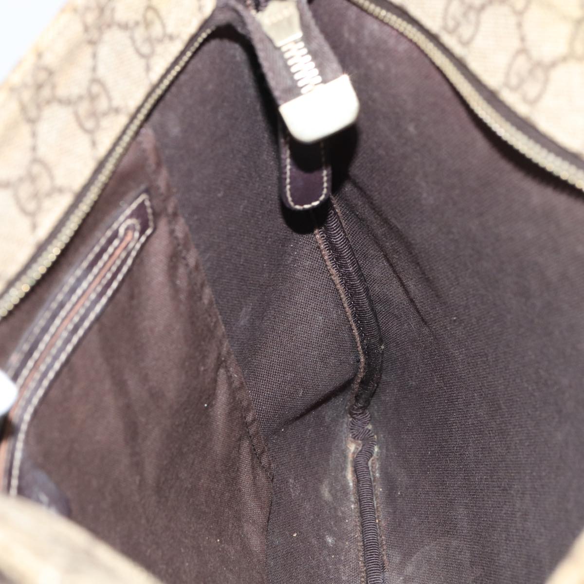 GUCCI GG Supreme Shoulder Bag PVC Leather Beige Silver 201446 85724
