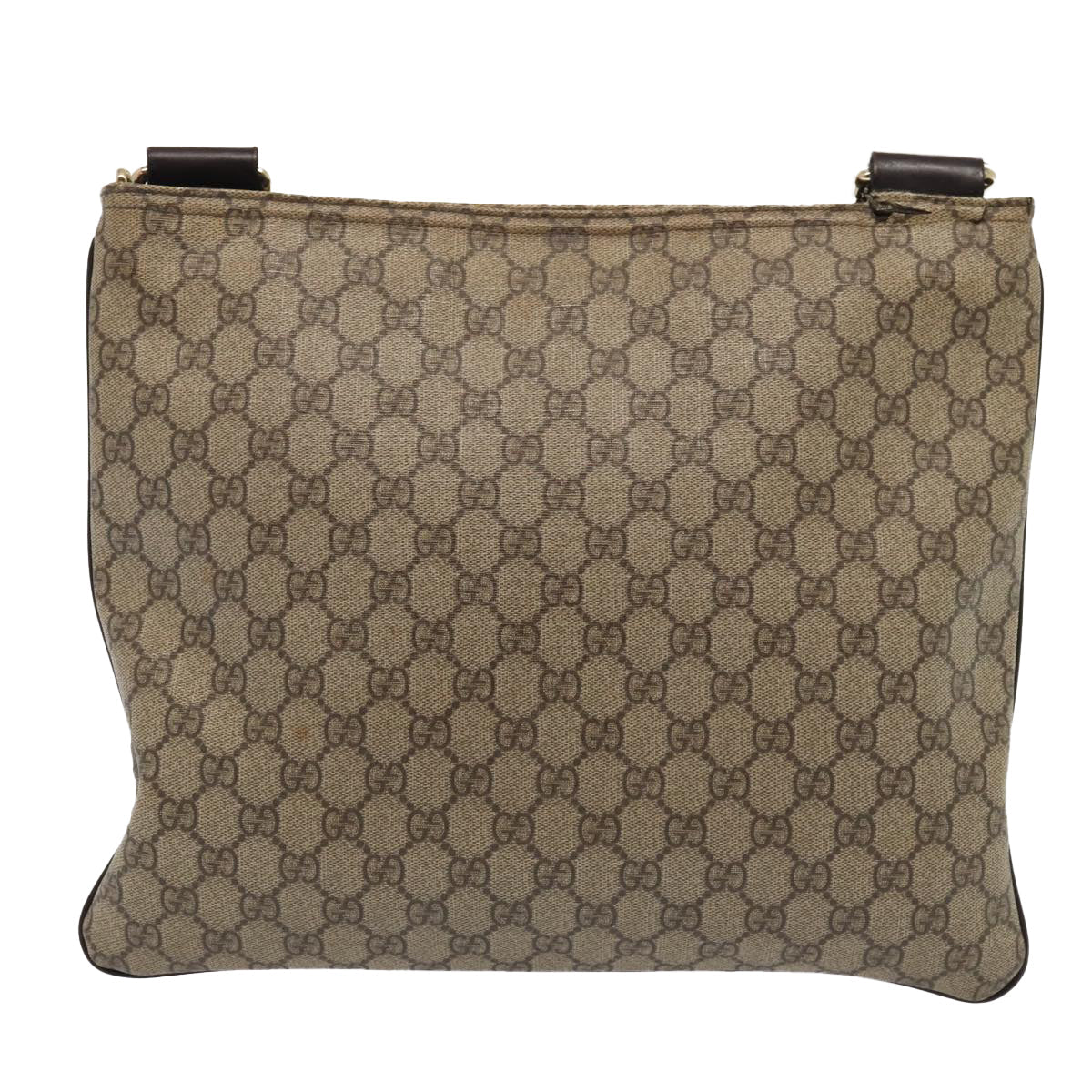GUCCI GG Supreme Shoulder Bag PVC Leather Beige Silver 201446 85724