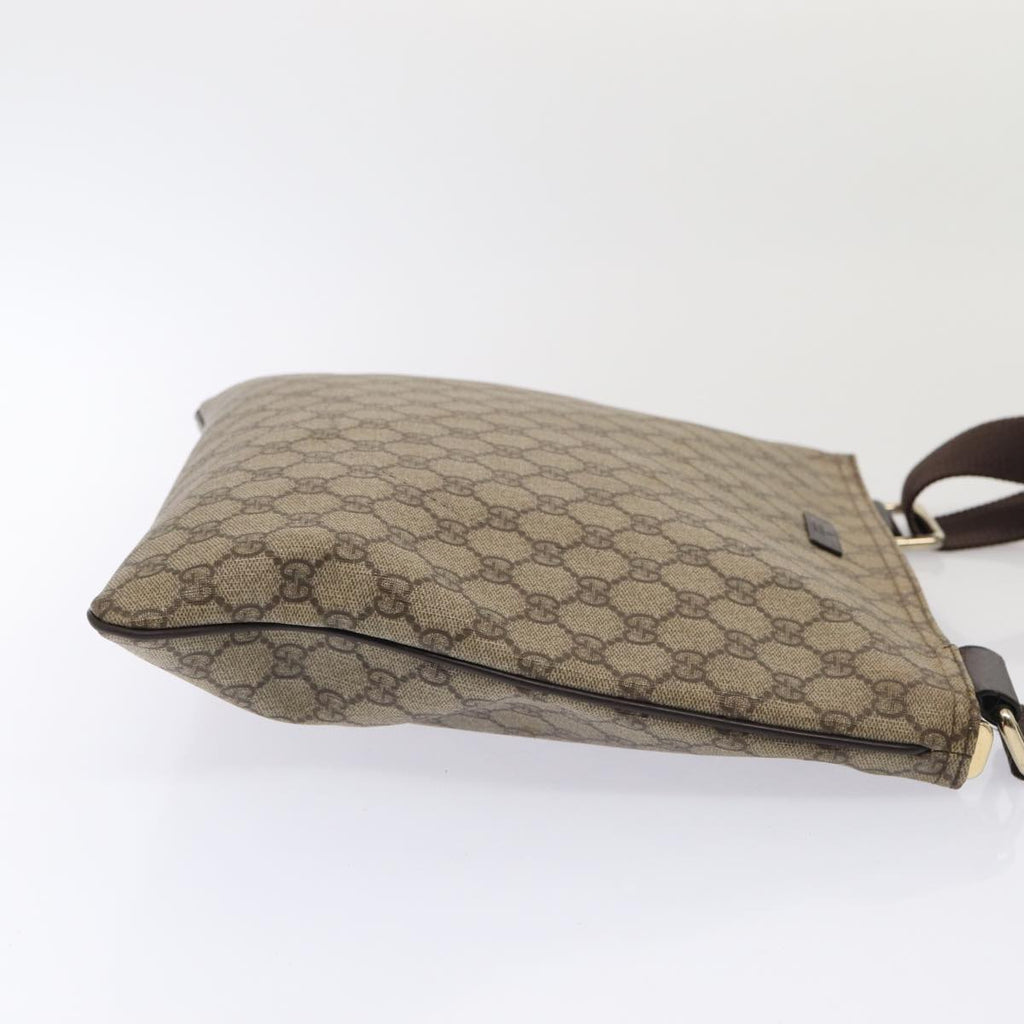 GUCCI GG Supreme Shoulder Bag PVC Leather Beige Silver 201446 85724