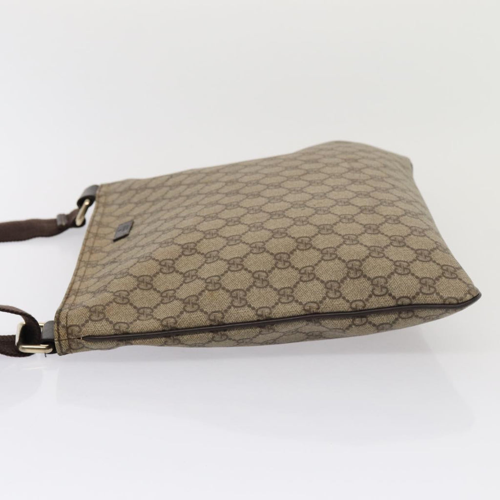 GUCCI GG Supreme Shoulder Bag PVC Leather Beige Silver 201446 85724
