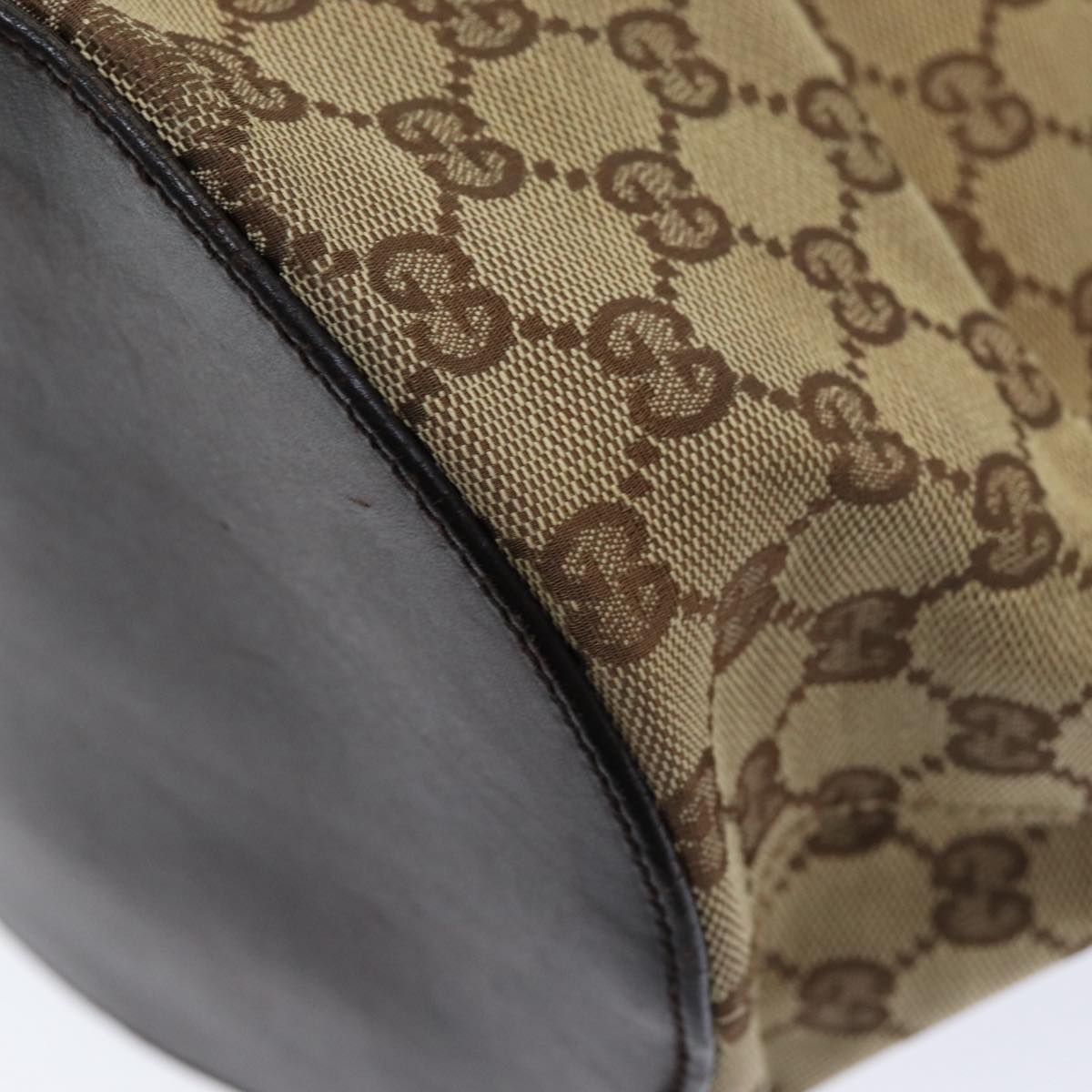 GUCCI GG Canvas Shoulder Bag Beige Brown Silver 106240 85726
