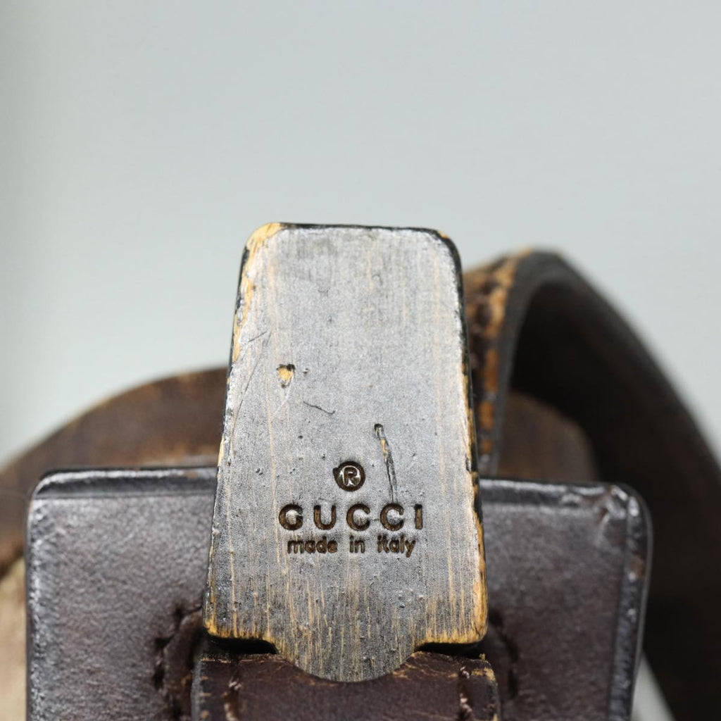 GUCCI GG Canvas Shoulder Bag Beige Brown Silver 106240 85726