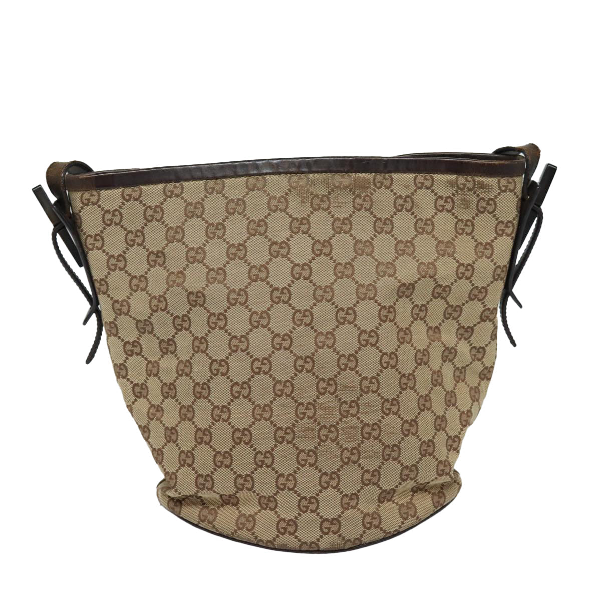 GUCCI GG Canvas Shoulder Bag Beige Brown Silver 106240 85726