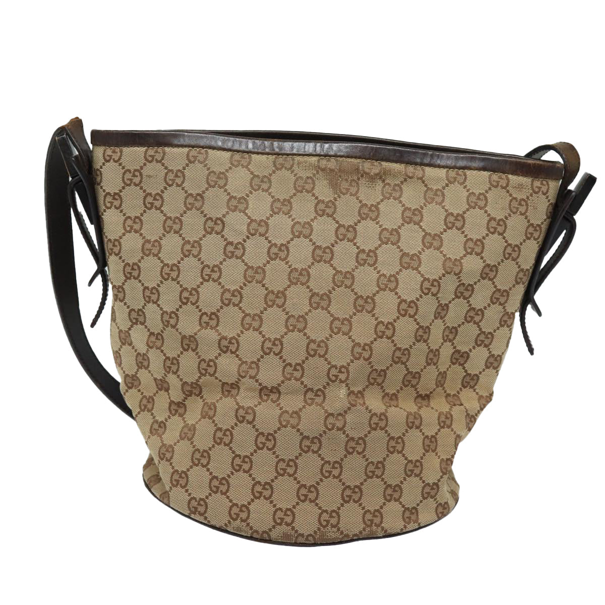 GUCCI GG Canvas Shoulder Bag Beige Brown Silver 106240 85726