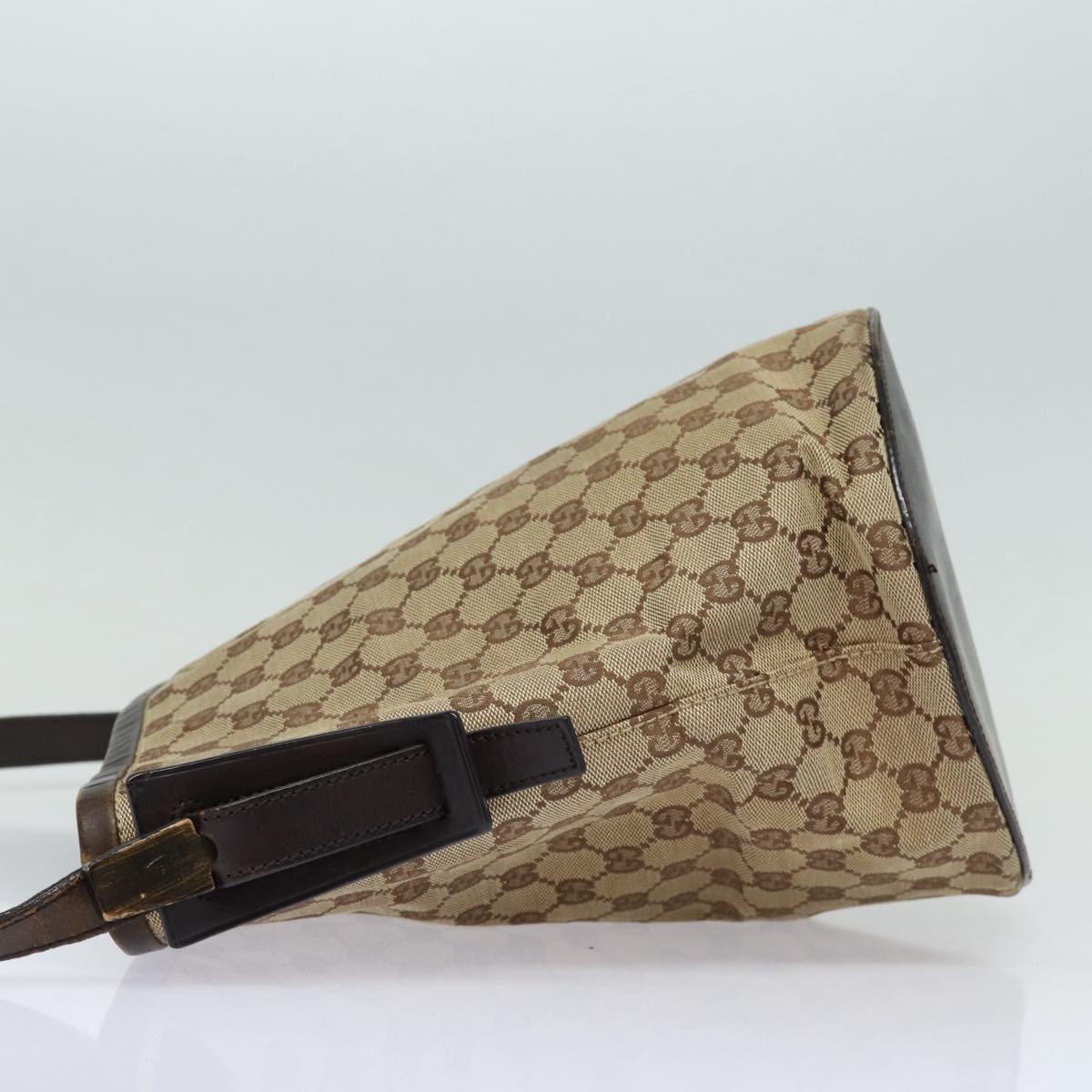 GUCCI GG Canvas Shoulder Bag Beige Brown Silver 106240 85726