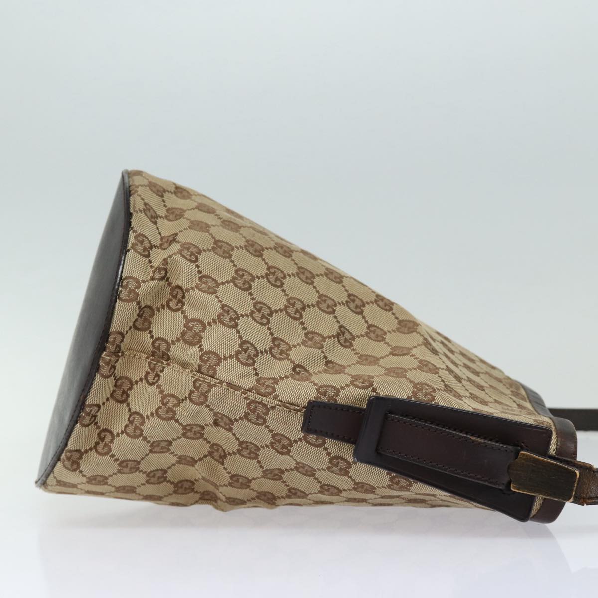 GUCCI GG Canvas Shoulder Bag Beige Brown Silver 106240 85726
