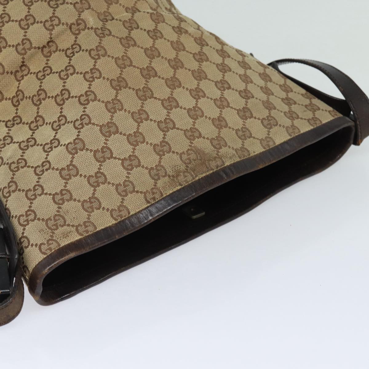 GUCCI GG Canvas Shoulder Bag Beige Brown Silver 106240 85726