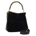 GUCCI Bamboo Hand Bag Suede 2way Black Gold 001 3754 1638 85727