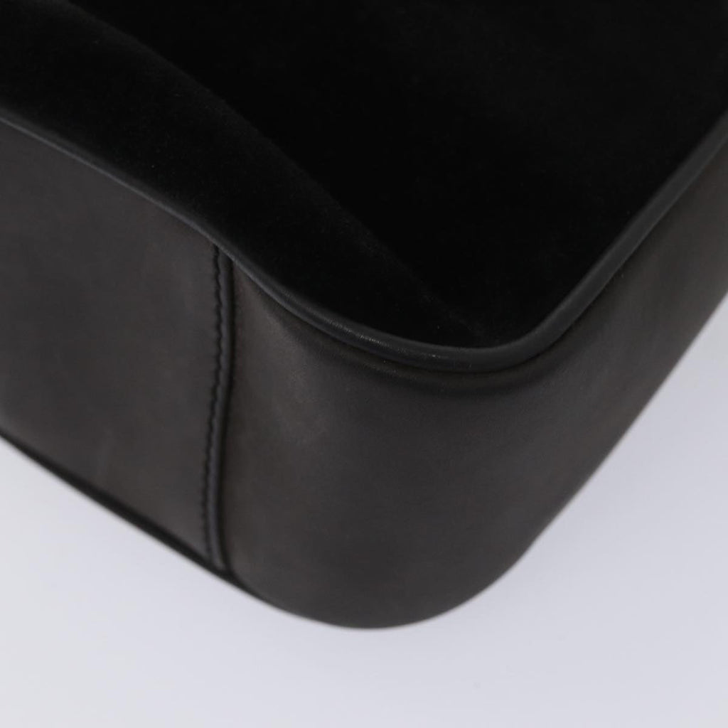 GUCCI Bamboo Hand Bag Suede 2way Black Gold 001 3754 1638 85727