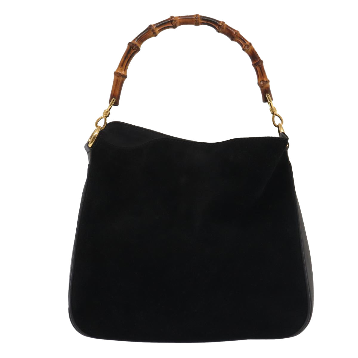 GUCCI Bamboo Hand Bag Suede 2way Black Gold 001 3754 1638 85727
