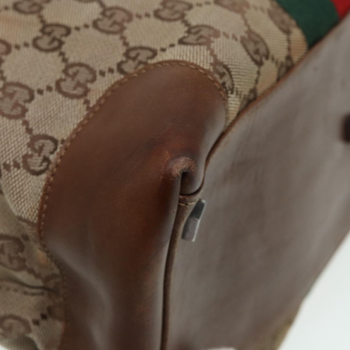GUCCI GG Canvas Web Sherry Line Hand Bag Beige Silver 2058 002 5100 85747
