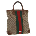 GUCCI GG Canvas Web Sherry Line Hand Bag Beige Silver 2058 002 5100 85747