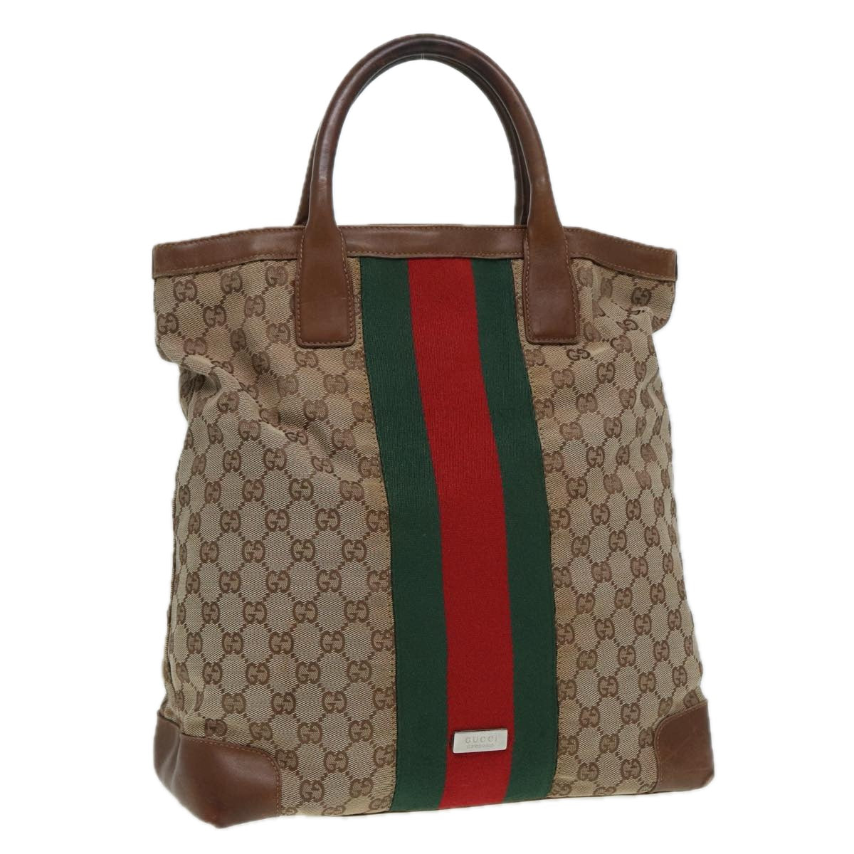 GUCCI GG Canvas Web Sherry Line Hand Bag Beige Silver 2058 002 5100 85747