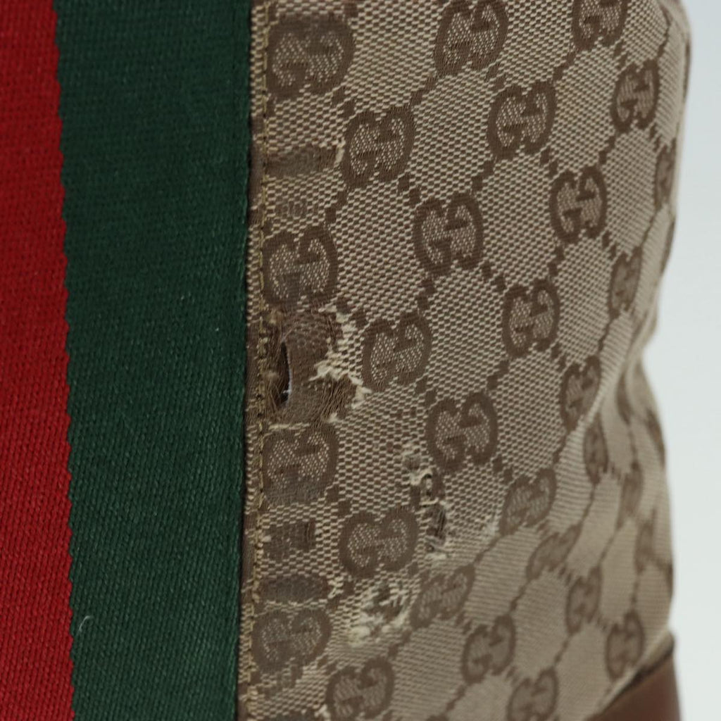GUCCI GG Canvas Web Sherry Line Hand Bag Beige Silver 2058 002 5100 85747