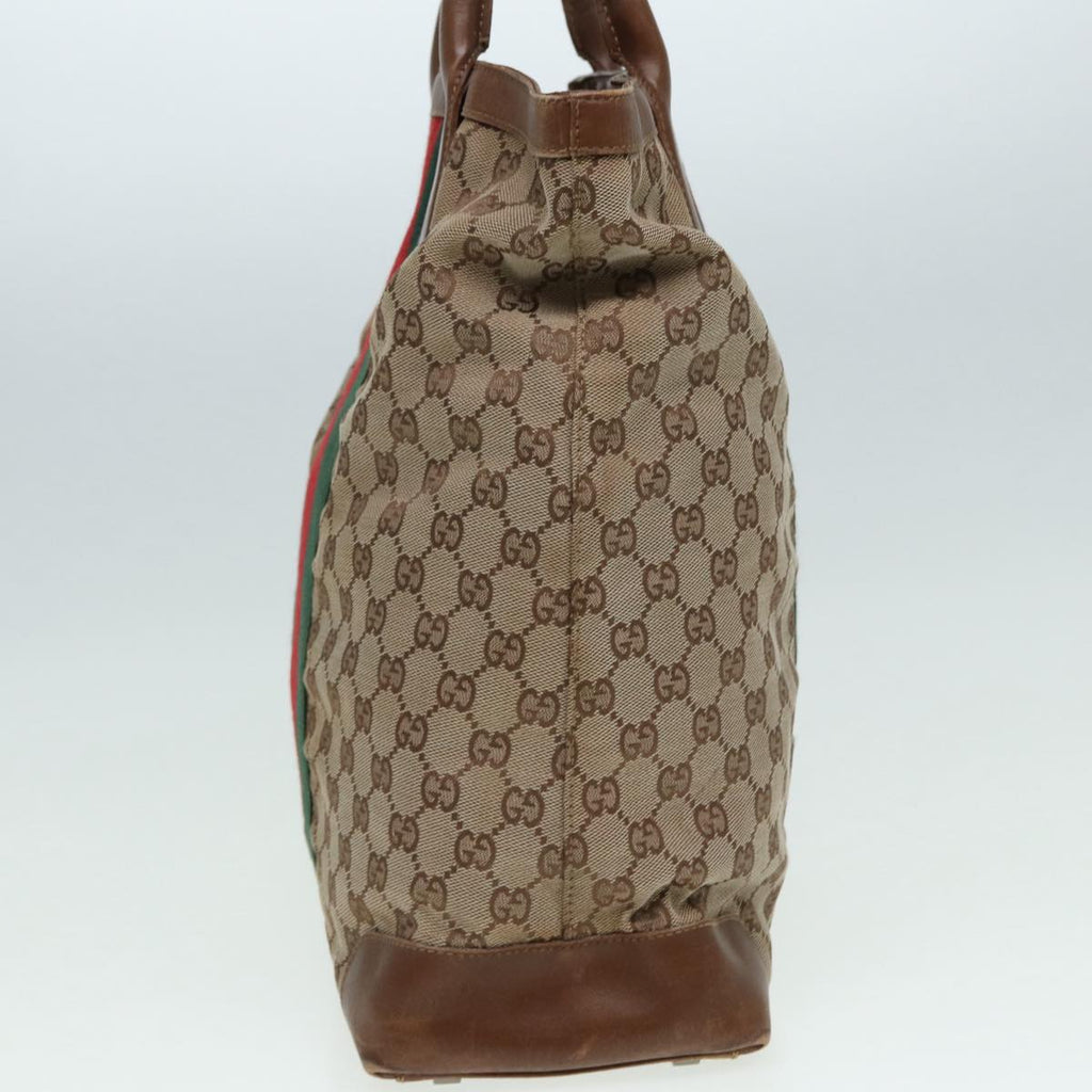 GUCCI GG Canvas Web Sherry Line Hand Bag Beige Silver 2058 002 5100 85747
