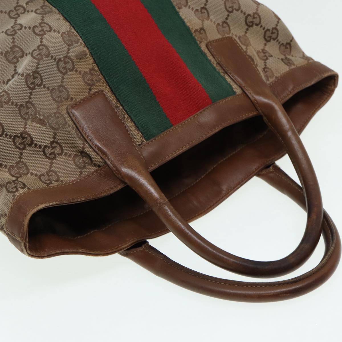 GUCCI GG Canvas Web Sherry Line Hand Bag Beige Silver 2058 002 5100 85747