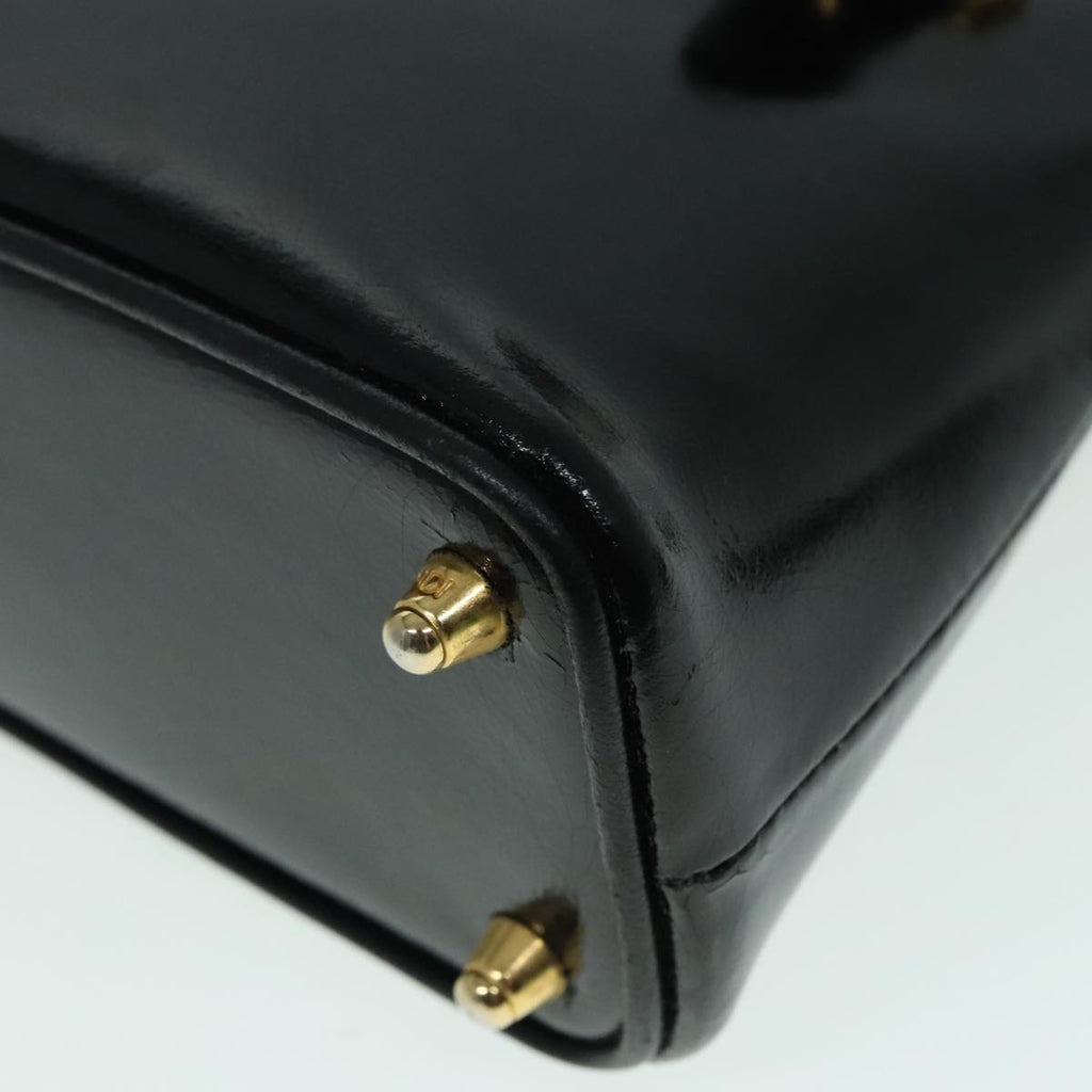 FENDI Hand Bag Leather 2way Black Gold 85768