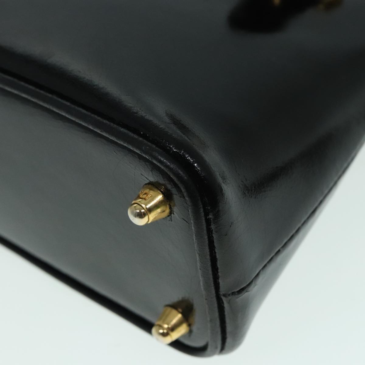 FENDI Hand Bag Leather 2way Black Gold 85768