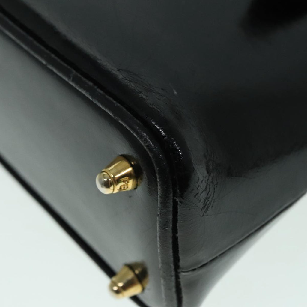 FENDI Hand Bag Leather 2way Black Gold 85768