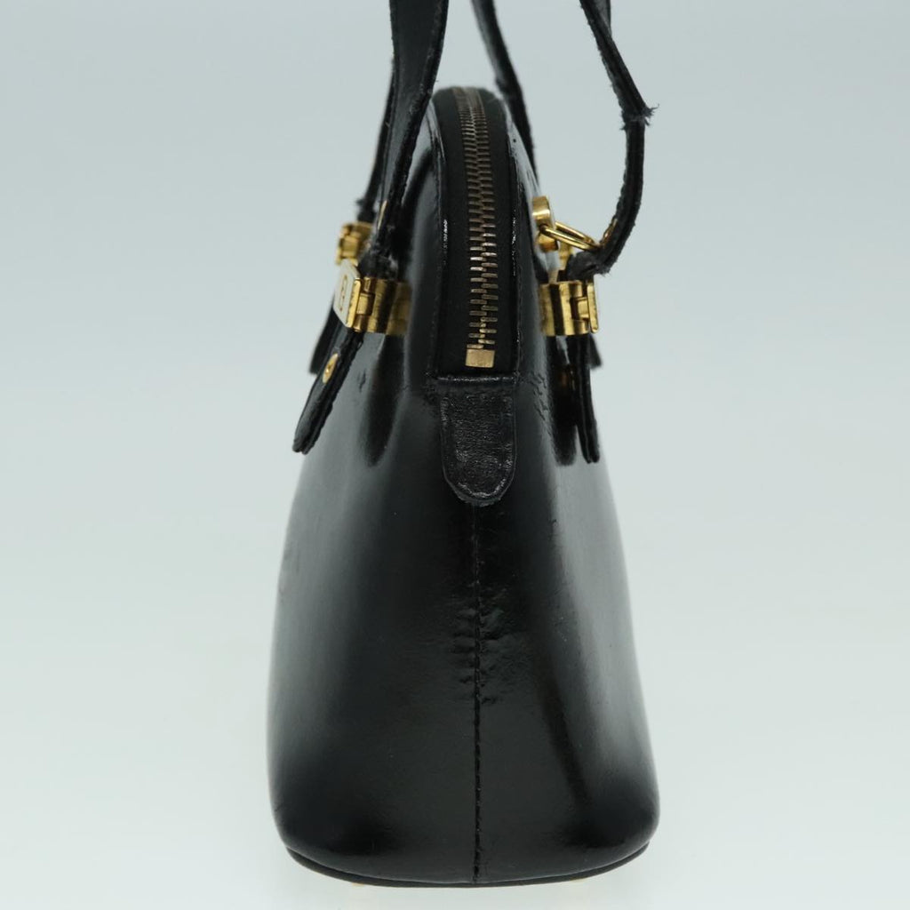 FENDI Hand Bag Leather 2way Black Gold 85768