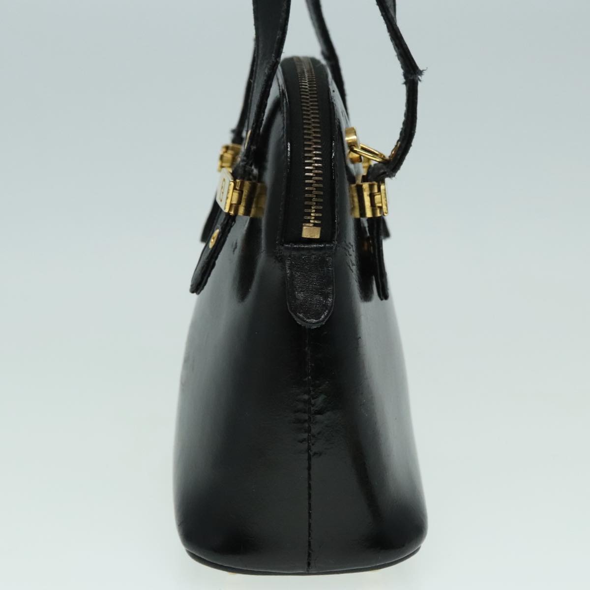 FENDI Hand Bag Leather 2way Black Gold 85768