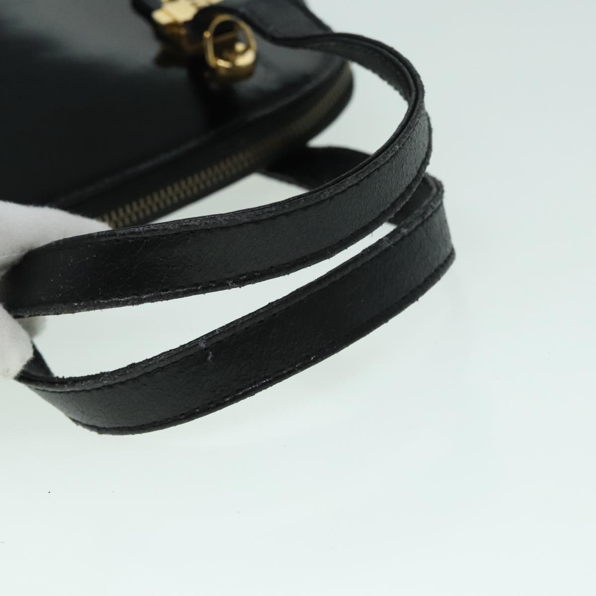 FENDI Hand Bag Leather 2way Black Gold 85768