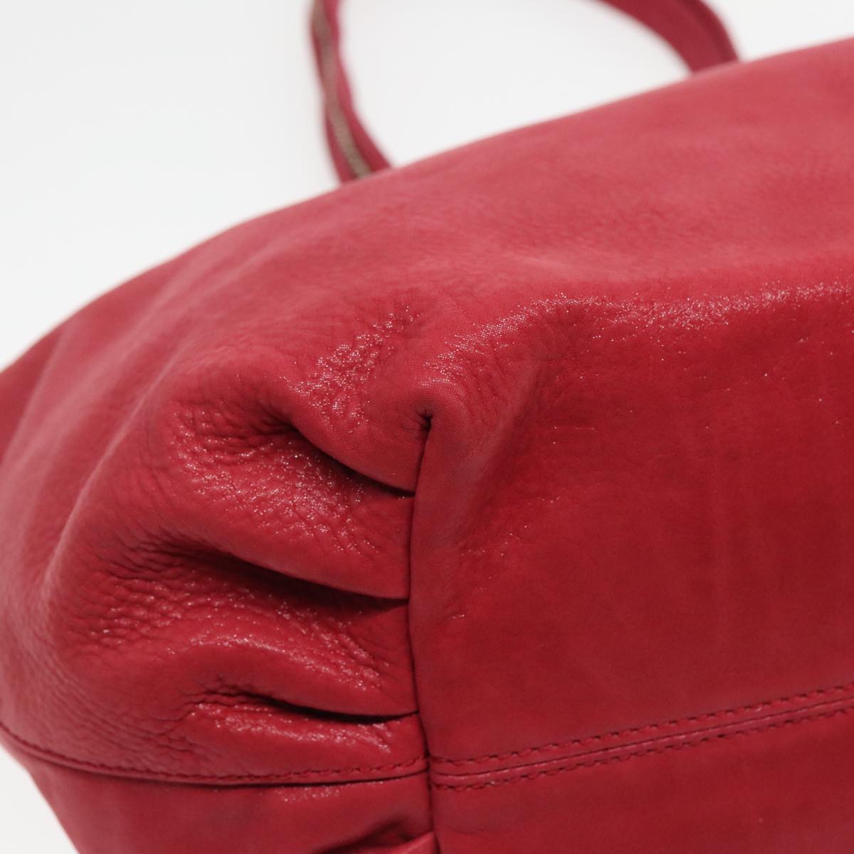 FENDI Tote Bag Leather Gold Red 85774