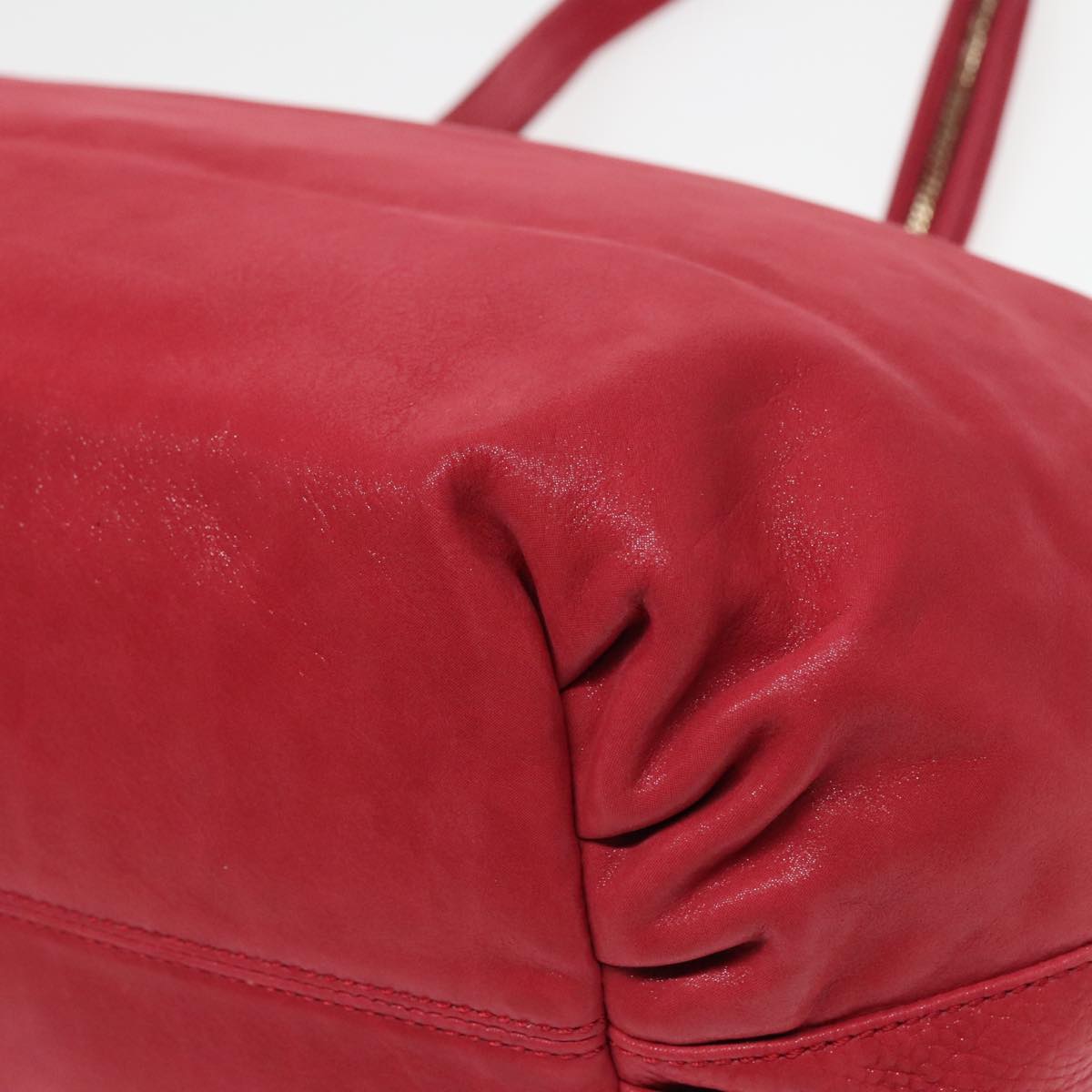 FENDI Tote Bag Leather Gold Red 85774