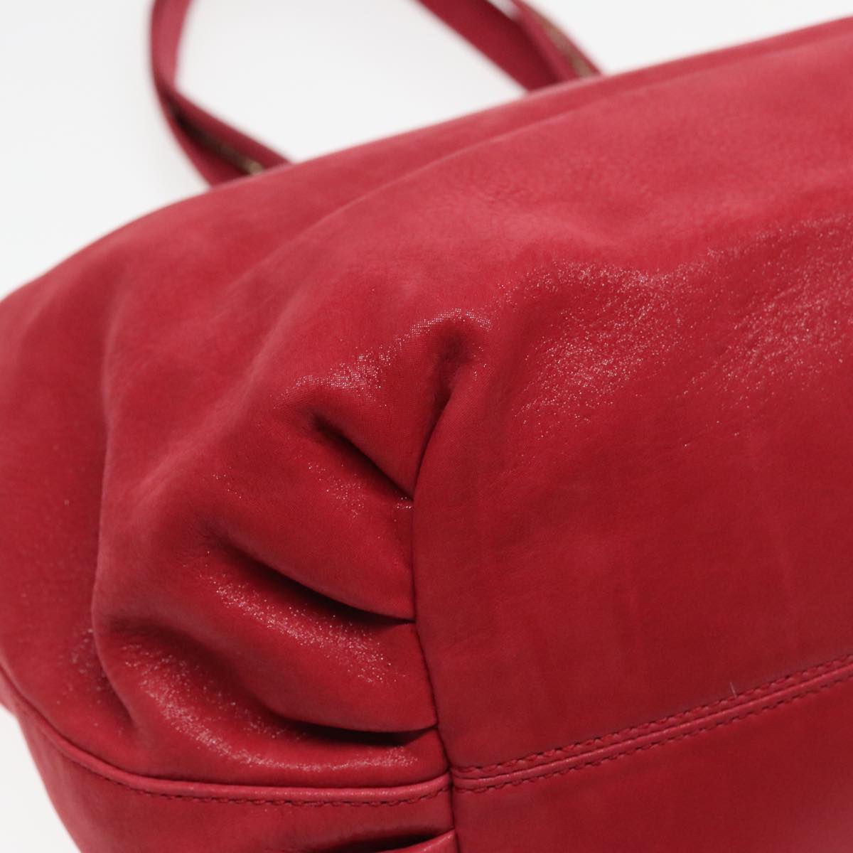 FENDI Tote Bag Leather Gold Red 85774