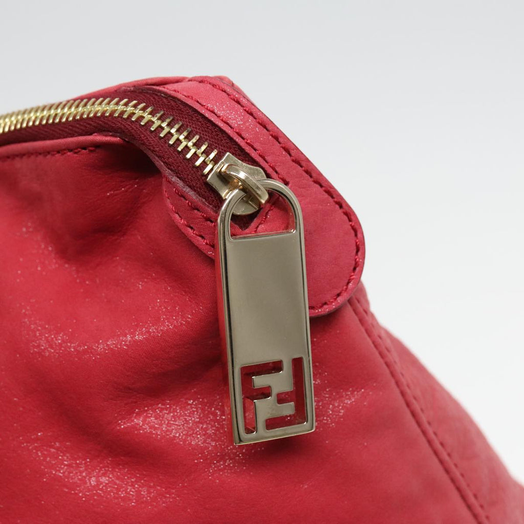 FENDI Tote Bag Leather Gold Red 85774
