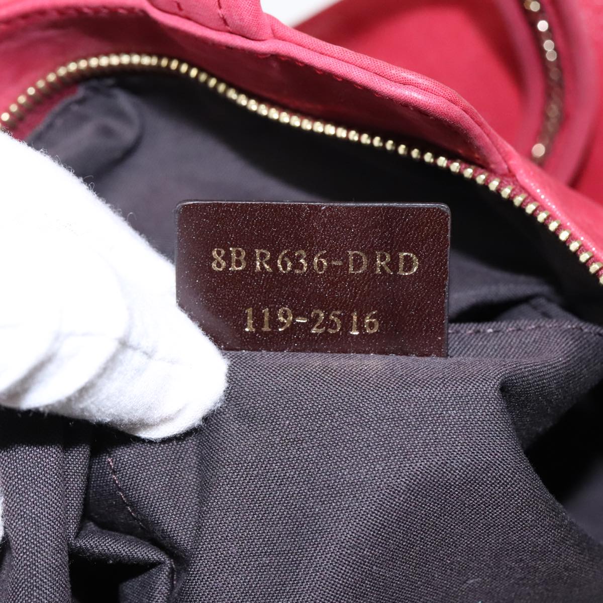 FENDI Tote Bag Leather Gold Red 85774