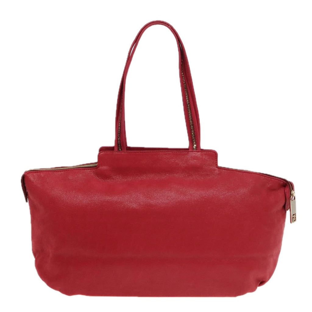 FENDI Tote Bag Leather Gold Red 85774