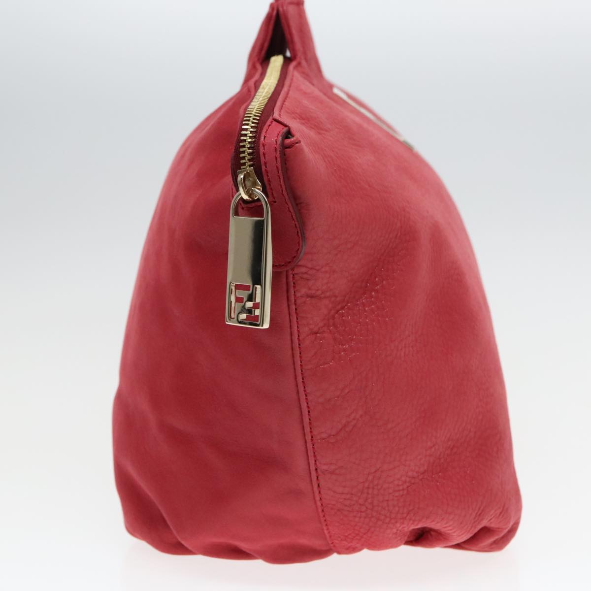 FENDI Tote Bag Leather Gold Red 85774