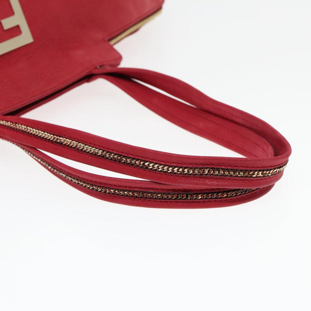 FENDI Tote Bag Leather Gold Red 85774