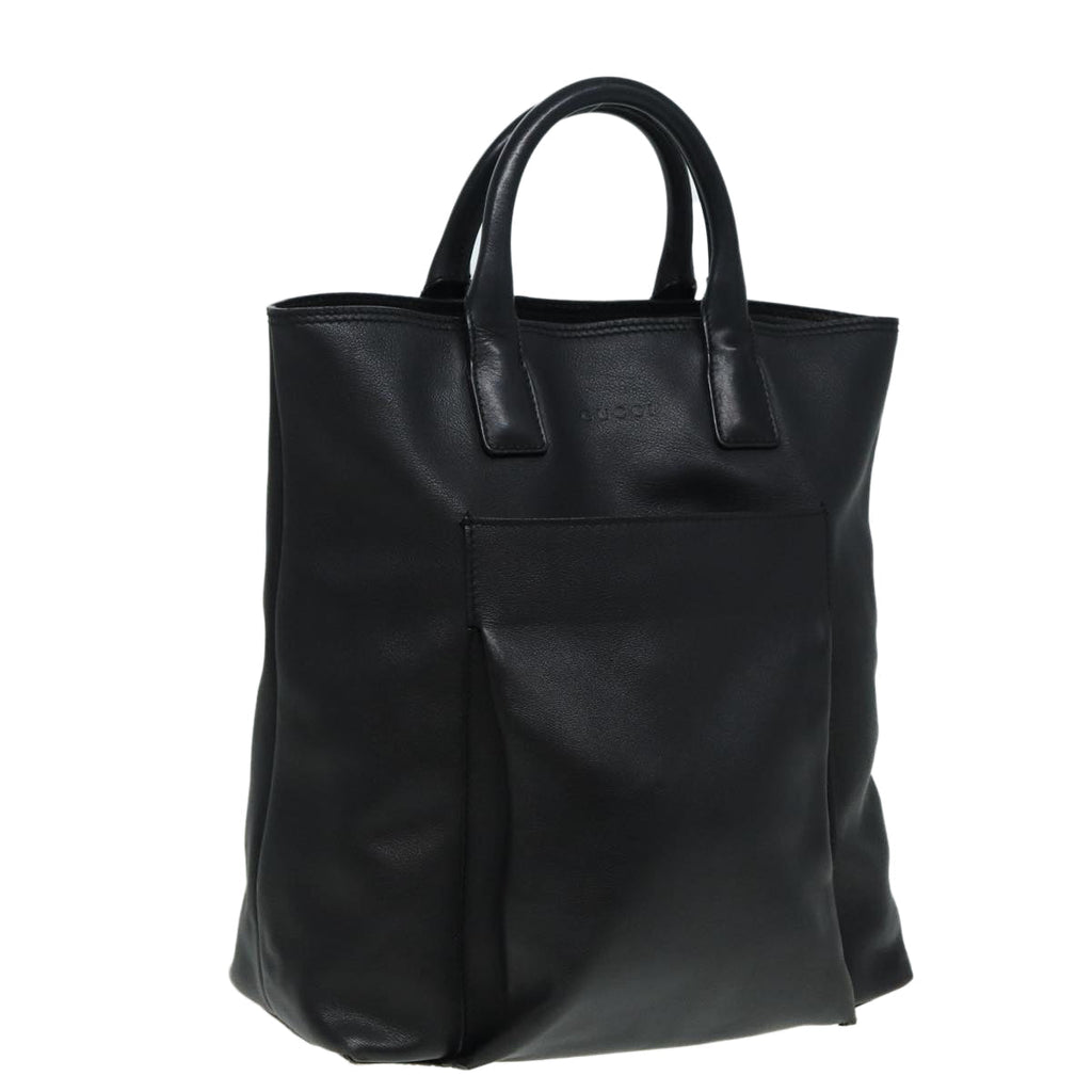 GUCCI Hand Bag Leather Black Silver 85832