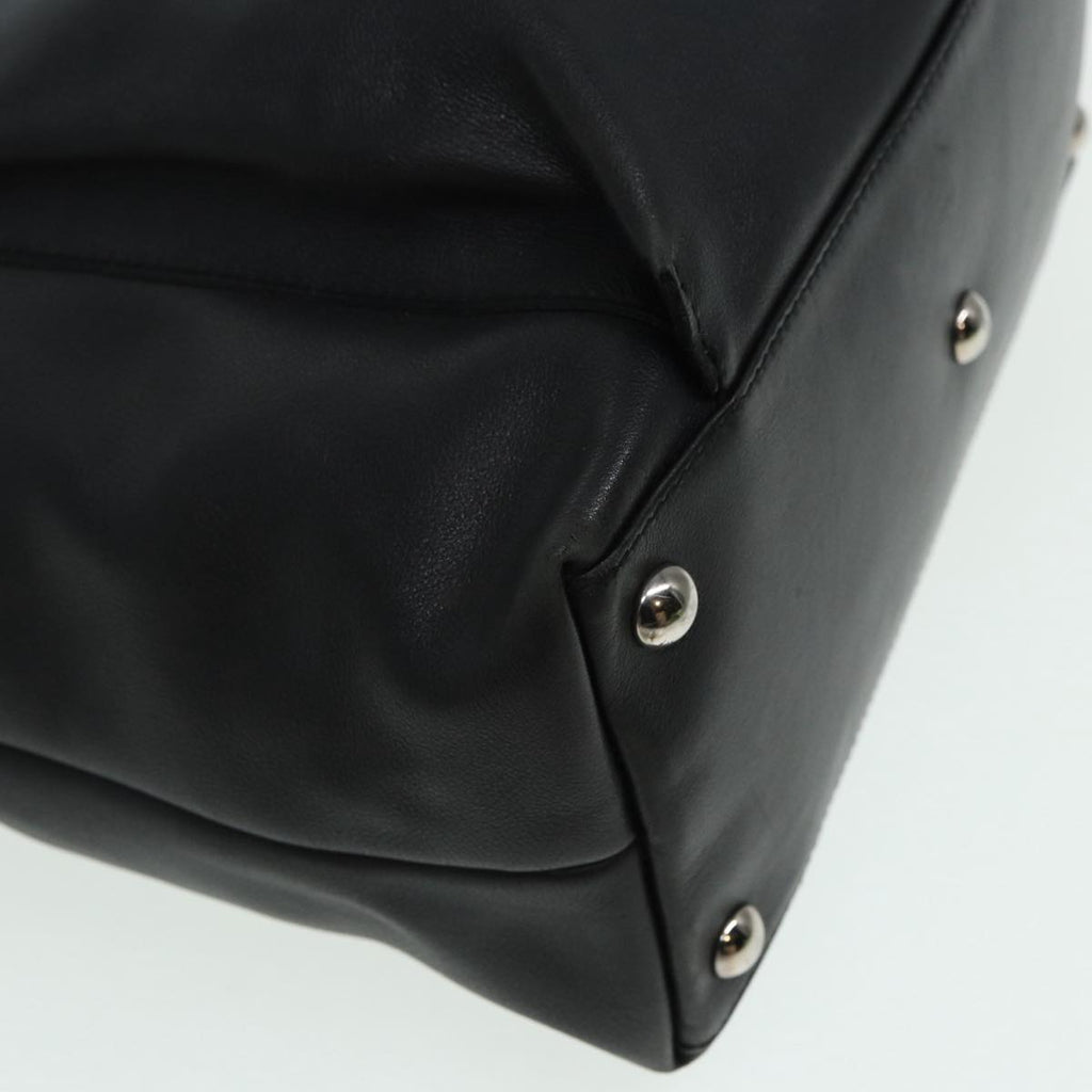 GUCCI Hand Bag Leather Black Silver 85832