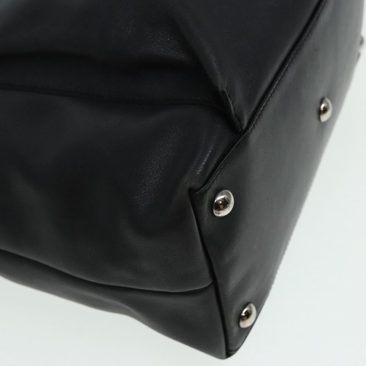 GUCCI Hand Bag Leather Black Silver 85832