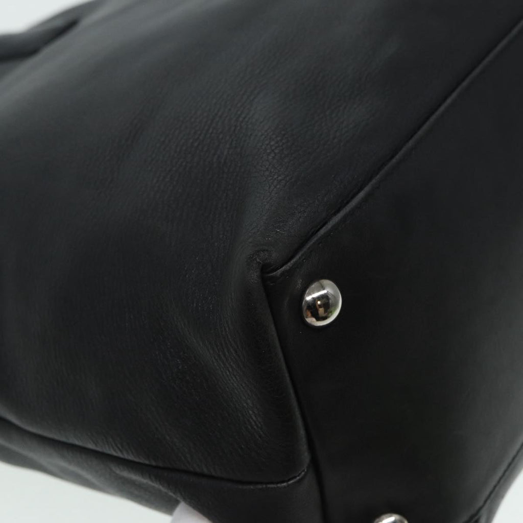 GUCCI Hand Bag Leather Black Silver 85832